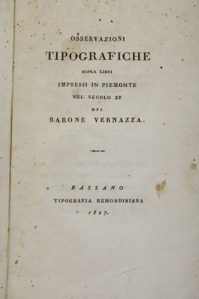 Giuseppe Vernazza Lotto di undici opere  - Asta Libri Antichi - Associazione Nazionale - Case d'Asta italiane