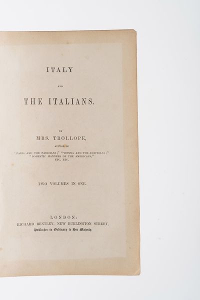 Frances Trollope. Italy and the italians.  - Asta Libri Antichi - Associazione Nazionale - Case d'Asta italiane