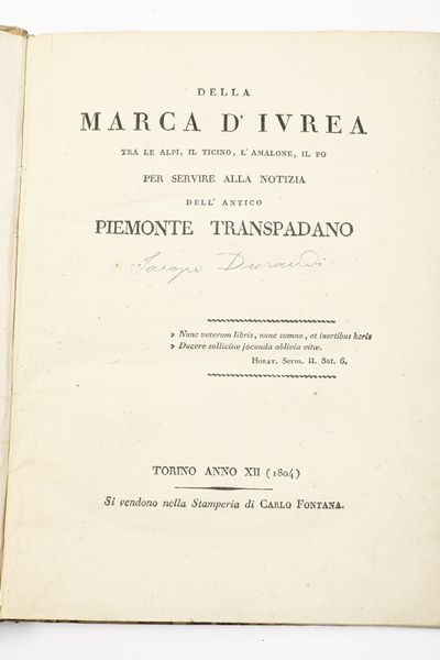 Jacopo Durandi Lotto di sei opere  - Asta Libri Antichi - Associazione Nazionale - Case d'Asta italiane