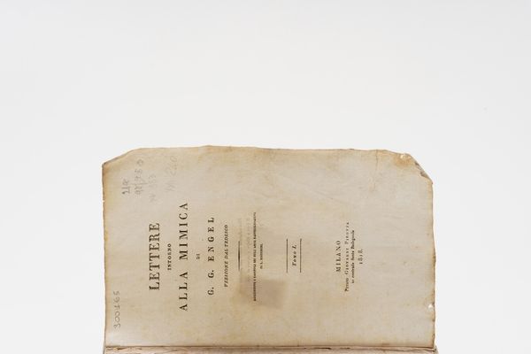 Engel G.G. Lettere intorno alla mimica... aggiunto di capitoli 6 sull'arte rappresentativa di L. Riccoboni. II volumi. Milano, Pirotta, 1818  - Asta Libri Antichi - Associazione Nazionale - Case d'Asta italiane