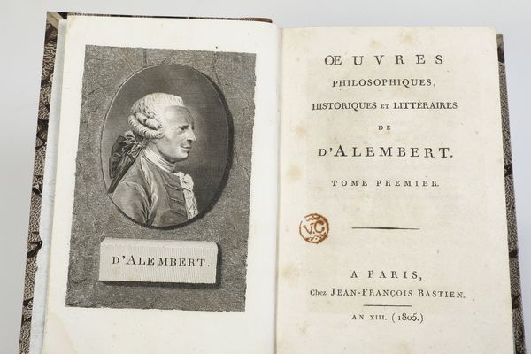 Jean Baptiste Le Rond d'Alembert<BR><BR> Oeuvres philosophiques, historiques et litteraires de d'Alembert... A Paris, chez Jean Francois Bastien, 1805  - Asta Libri Antichi - Associazione Nazionale - Case d'Asta italiane