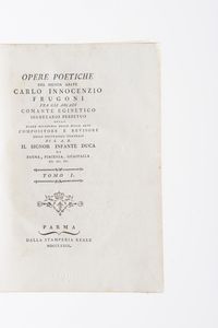 Frugoni Carlo Innocenzio Opere poetiche del Signor Abate... Parma, dalla stamperia reale (Bodoni) 1779. 10 tomi.  - Asta Libri Antichi - Associazione Nazionale - Case d'Asta italiane