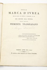 Jacopo Durandi Lotto di sei opere  - Asta Libri Antichi - Associazione Nazionale - Case d'Asta italiane