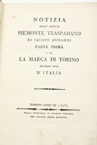 Jacopo Durandi Lotto di sei opere  - Asta Libri Antichi - Associazione Nazionale - Case d'Asta italiane