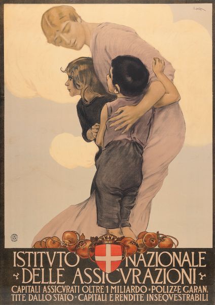 Leopoldo Metlicovitz : Istituto Nazionale delle Assicurazioni  - Asta POP Culture e Manifesti d'Epoca - Associazione Nazionale - Case d'Asta italiane