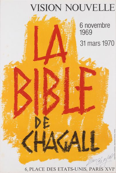 Marc Chagall : La Bible de Chagall, Vision Nouvelle - Paris  - Asta POP Culture e Manifesti d'Epoca - Associazione Nazionale - Case d'Asta italiane