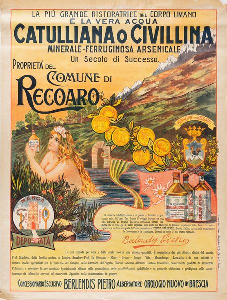 Anonimo : Acqua Catulliana e Civillina - Comune di Recoaro  - Asta POP Culture e Manifesti d'Epoca - Associazione Nazionale - Case d'Asta italiane