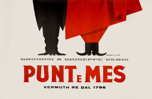 Armando Testa : Punt e Mes - Giuseppe Verdi  - Asta POP Culture e Manifesti d'Epoca - Associazione Nazionale - Case d'Asta italiane