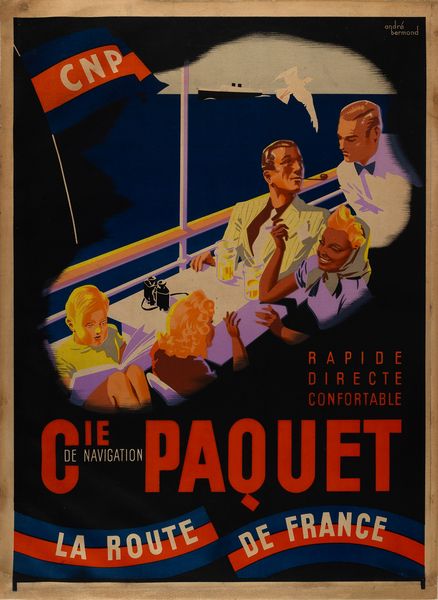 André Bermond : C.ie de Navigation Paquet - la Route de France  - Asta POP Culture e Manifesti d'Epoca - Associazione Nazionale - Case d'Asta italiane