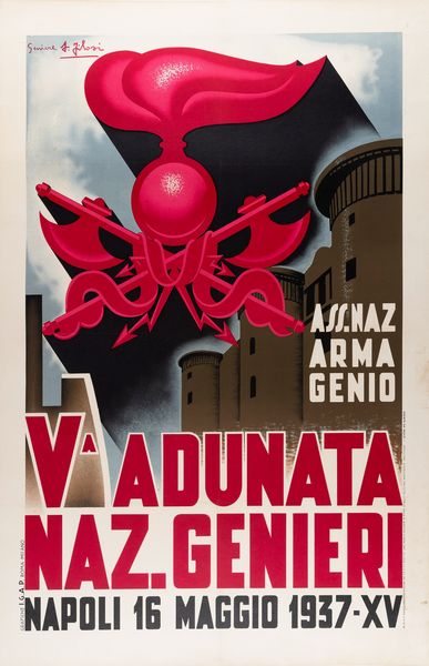 F. Filosi : V Adunata Naz. Genieri - Napoli  - Asta POP Culture e Manifesti d'Epoca - Associazione Nazionale - Case d'Asta italiane