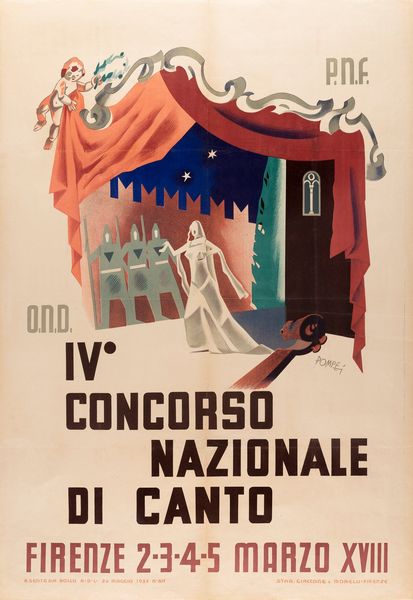 Pompei Mario - Barotti G. : IV Concorso Nazionale di Canto, Firenze <BR>Centenario della Nascita di Alfredo Catalani, Lucca  - Asta POP Culture e Manifesti d'Epoca - Associazione Nazionale - Case d'Asta italiane