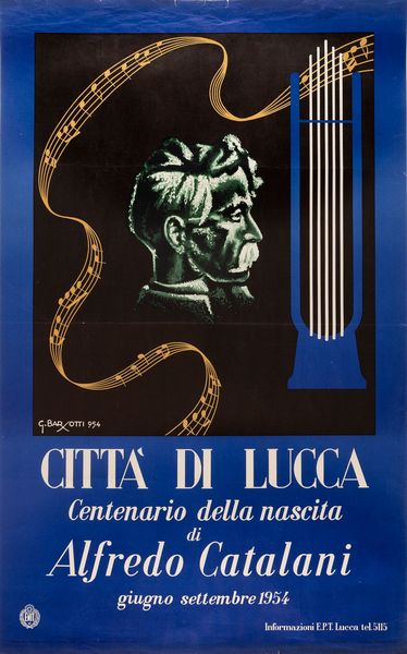 Pompei Mario - Barotti G. : IV Concorso Nazionale di Canto, Firenze <BR>Centenario della Nascita di Alfredo Catalani, Lucca  - Asta POP Culture e Manifesti d'Epoca - Associazione Nazionale - Case d'Asta italiane