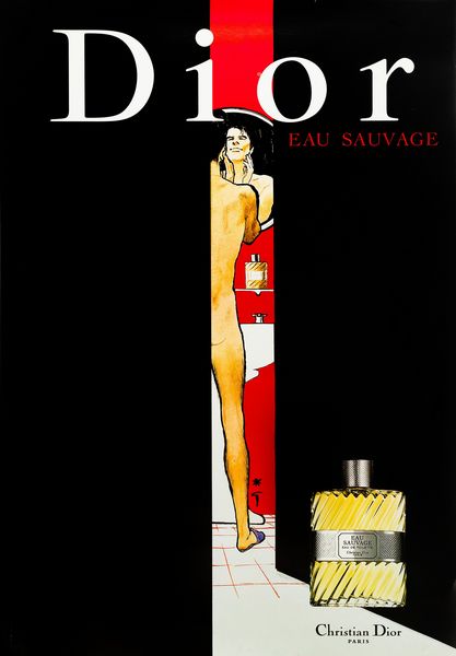 Gruau Renè : Profumo Dior Eau Sauvage  - Asta POP Culture e Manifesti d'Epoca - Associazione Nazionale - Case d'Asta italiane