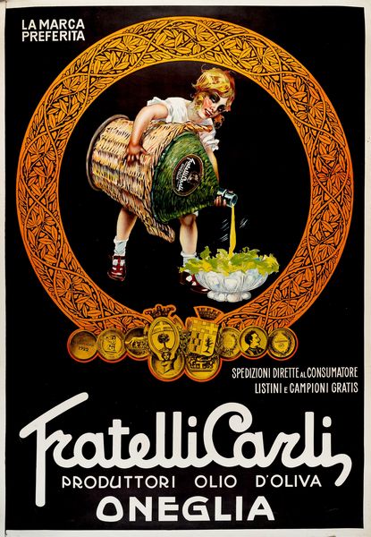 Plinio Codognato : Fratelli Carli - Produttori Olio dOliva Oneglia  - Asta POP Culture e Manifesti d'Epoca - Associazione Nazionale - Case d'Asta italiane