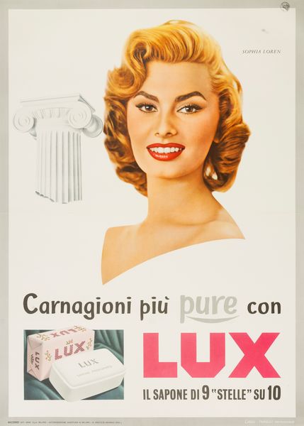 Anonimo : Sapone Lux - Sophia Loren  - Asta POP Culture e Manifesti d'Epoca - Associazione Nazionale - Case d'Asta italiane