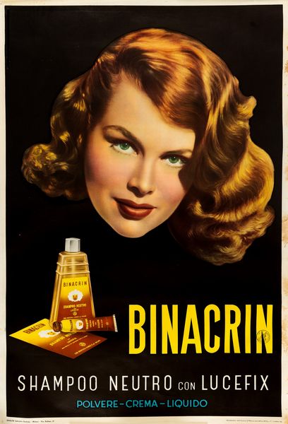 Anonimo : Shampoo Binacrin  - Asta POP Culture e Manifesti d'Epoca - Associazione Nazionale - Case d'Asta italiane