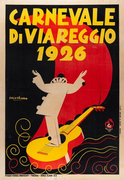 Lucio Venna (Giuseppe Landsmann) : Carnevale di Viareggio 1926  - Asta POP Culture e Manifesti d'Epoca - Associazione Nazionale - Case d'Asta italiane