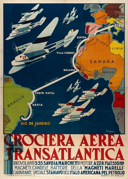 UMBERTO DI LAZZARO : Crociera Aerea Transatlantica  - Asta POP Culture e Manifesti d'Epoca - Associazione Nazionale - Case d'Asta italiane