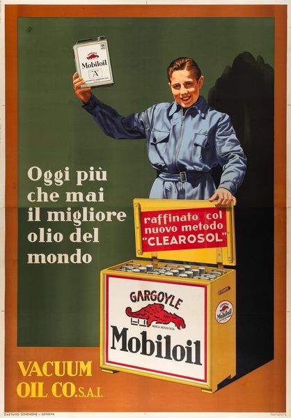 Anonimo : Mobiloil, Vacuum Oil Company - Genova  - Asta POP Culture e Manifesti d'Epoca - Associazione Nazionale - Case d'Asta italiane