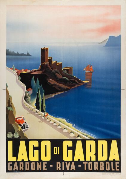 Anonimo : Lago di Garda - Gradone-Riva-Torbole  - Asta POP Culture e Manifesti d'Epoca - Associazione Nazionale - Case d'Asta italiane