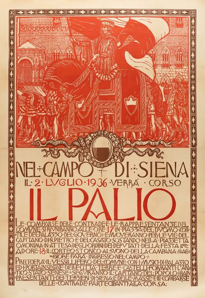 Dario Neri : Il Palio - Siena  - Asta POP Culture e Manifesti d'Epoca - Associazione Nazionale - Case d'Asta italiane