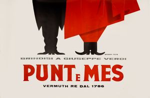 Armando Testa : Punt e Mes - Giuseppe Verdi  - Asta POP Culture e Manifesti d'Epoca - Associazione Nazionale - Case d'Asta italiane