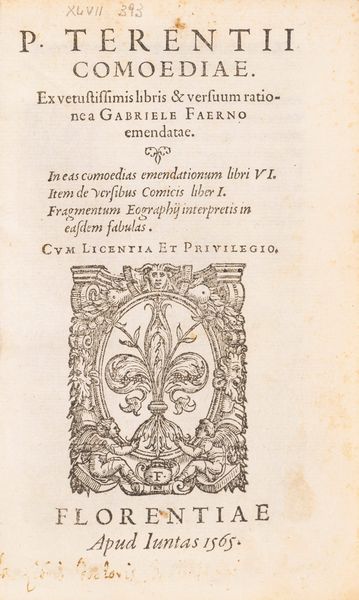 Terenzio, Publio Afro : Comoediae  - Asta Libri, Autografi e Stampe - Associazione Nazionale - Case d'Asta italiane