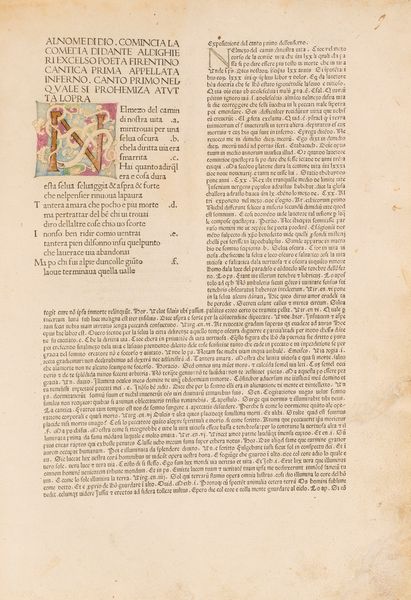 DANTE ALIGHIERI : La Commedia, [col commento di Jacopo della Lana e Martino Paolo Nidobeato, curata da Martino Paolo Nidobeato e Guido da Terzago. Aggiunto Il Credo]  - Asta Libri, Autografi e Stampe - Associazione Nazionale - Case d'Asta italiane