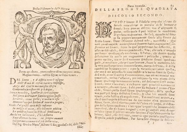 CORNELIO GHIRARDELLI : Cefalogia fisonomica diuisa in dieci deche, doue conforme a' documenti d'Aristotile, e d'altri filosofi naturali, con breui discorsi, e diligenti osseruationi si esaminano le fisonomie di cento teste humane  - Asta Libri, Autografi e Stampe - Associazione Nazionale - Case d'Asta italiane