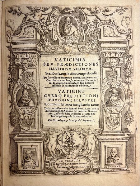 Gioacchino da Fiore : Vaticinii overo Predittioni d'huomini illustri  - Asta Libri, Autografi e Stampe - Associazione Nazionale - Case d'Asta italiane