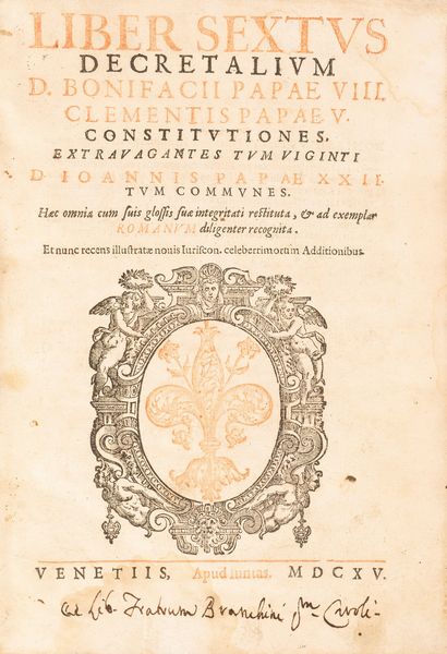 Liber sextus decretalium D. Bonifacii Papae VIII  - Asta Libri, Autografi e Stampe - Associazione Nazionale - Case d'Asta italiane