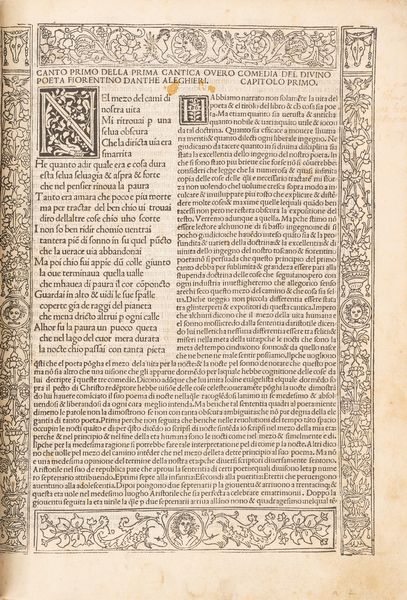 DANTE ALIGHIERI : La Commedia [Commento di Christophorus Landinus). Edita da Piero Mazzanti. Aggiunte: Marsilius Ficinus. Ad Dantem gratulatio - Dante Alighieri, Pseudo-. Il Credo]  - Asta Libri, Autografi e Stampe - Associazione Nazionale - Case d'Asta italiane