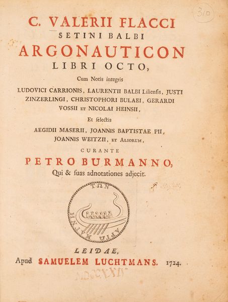 Gaio Valerio Flacco : Argonauticon  - Asta Libri, Autografi e Stampe - Associazione Nazionale - Case d'Asta italiane