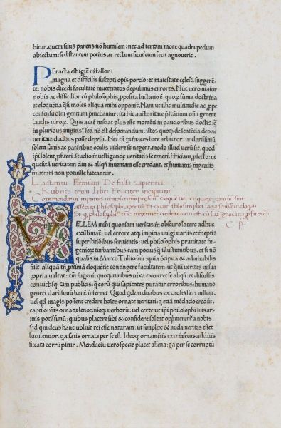 Lactantius, Lucius Coelius Firmianus : Opera  - Asta Libri, Autografi e Stampe - Associazione Nazionale - Case d'Asta italiane