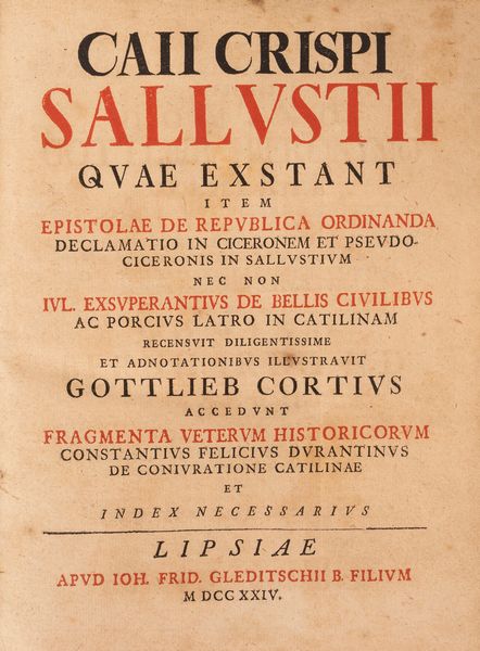 Sallustio Crispo, Gaio : Quae exstant item epistolae de republica  - Asta Libri, Autografi e Stampe - Associazione Nazionale - Case d'Asta italiane