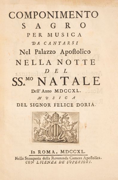 Componimento per musica da cantarsi nel giorno natalizio della Sagra Real Maest  - Asta Libri, Autografi e Stampe - Associazione Nazionale - Case d'Asta italiane