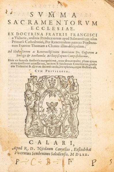 Thomas de Chaves : Summa sacramentorum Ecclesiae. Ex dottrina fratris Francisci.  - Asta Libri, Autografi e Stampe - Associazione Nazionale - Case d'Asta italiane