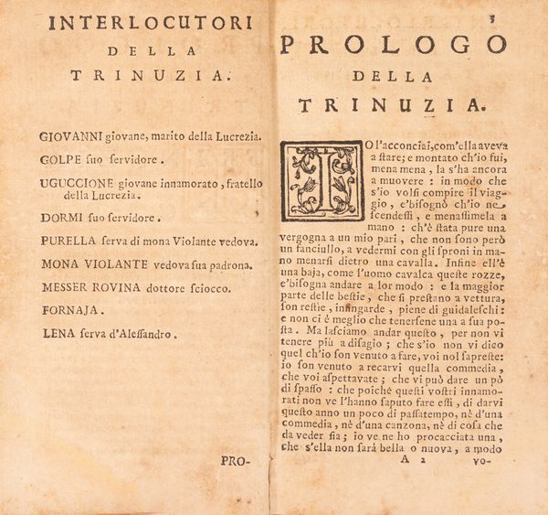 Agnolo Firenzuola : La Trinuzia e i lucidi  - Asta Libri, Autografi e Stampe - Associazione Nazionale - Case d'Asta italiane