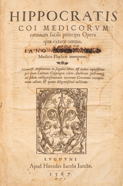 Ippocrate : Hippocratis coi medicorum omnium facile principis Opera omnia  - Asta Libri, Autografi e Stampe - Associazione Nazionale - Case d'Asta italiane