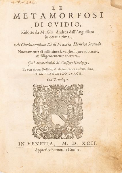 Ovidio Nasone, Publio : Le metamorfosi  - Asta Libri, Autografi e Stampe - Associazione Nazionale - Case d'Asta italiane