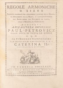 Vincenzo Manfredini - Regole armoniche o sieno precetti ragionati per apprendere i principi della musica