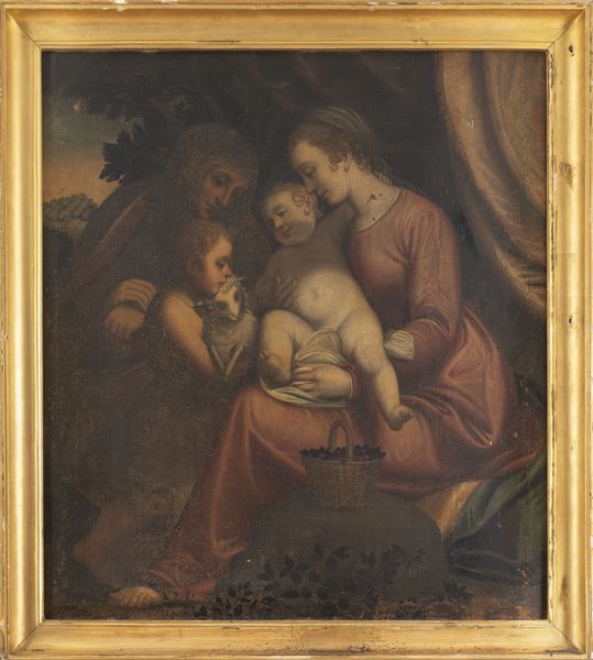 Scuola genovese, secolo XVI : Madonna con Bambino, San Giovannino e Sant'Anna  - Asta Dipinti e Disegni Antichi - Associazione Nazionale - Case d'Asta italiane