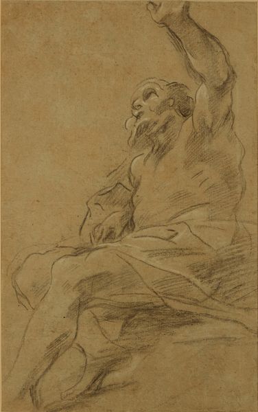 Giovanni Battista Beinaschi : Studio di profeta (recto); Figura assisa di profilo che guarda a sinistra (verso)  - Asta Dipinti e Disegni Antichi - Associazione Nazionale - Case d'Asta italiane