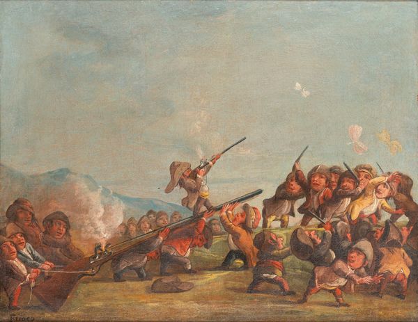 Attribuito a Enrico Albrici (Vilminore di Scalve 1714 – Bergamo 1773) : Combattimento tra nani e farfalle  - Asta Dipinti e Disegni Antichi - Associazione Nazionale - Case d'Asta italiane