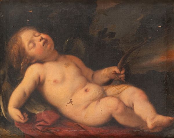 Scuola lombarda, secolo XVII : Cupido dormiente  - Asta Dipinti e Disegni Antichi - Associazione Nazionale - Case d'Asta italiane