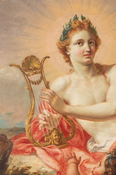 Attribuito a Giambattista Pittoni (Venezia 1687-1767) : Apollo suona la lira con due putti  - Asta Dipinti e Disegni Antichi - Associazione Nazionale - Case d'Asta italiane