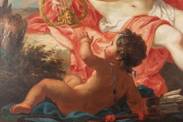 Attribuito a Giambattista Pittoni (Venezia 1687-1767) : Apollo suona la lira con due putti  - Asta Dipinti e Disegni Antichi - Associazione Nazionale - Case d'Asta italiane