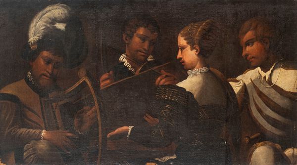 Pittore caravaggesco, prima metà del secolo XVII : Concerto  - Asta Dipinti e Disegni Antichi - Associazione Nazionale - Case d'Asta italiane