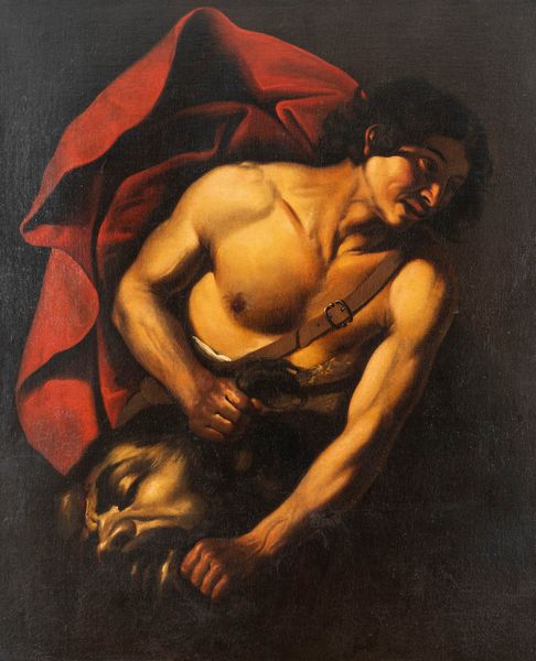 Pittore caravaggesco attivo a Roma, prima metà del secolo XVII : Davide con la testa di Golia  - Asta Dipinti e Disegni Antichi - Associazione Nazionale - Case d'Asta italiane