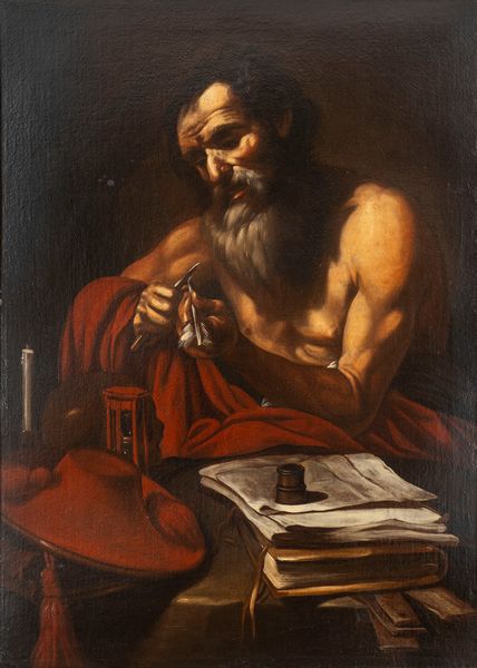 Pittore caravaggesco francese attivo a Roma, secolo XVII : San Girolamo nello studio  - Asta Dipinti e Disegni Antichi - Associazione Nazionale - Case d'Asta italiane